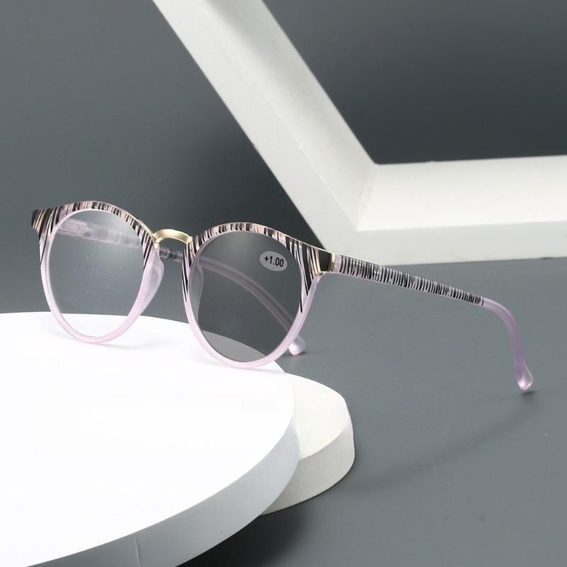 Characteristic Stripes Photochromic Presbyopia Glasses Exquisite Comfortable Unisex Glasses Ultra Light Eye Protection 0 To +4.0