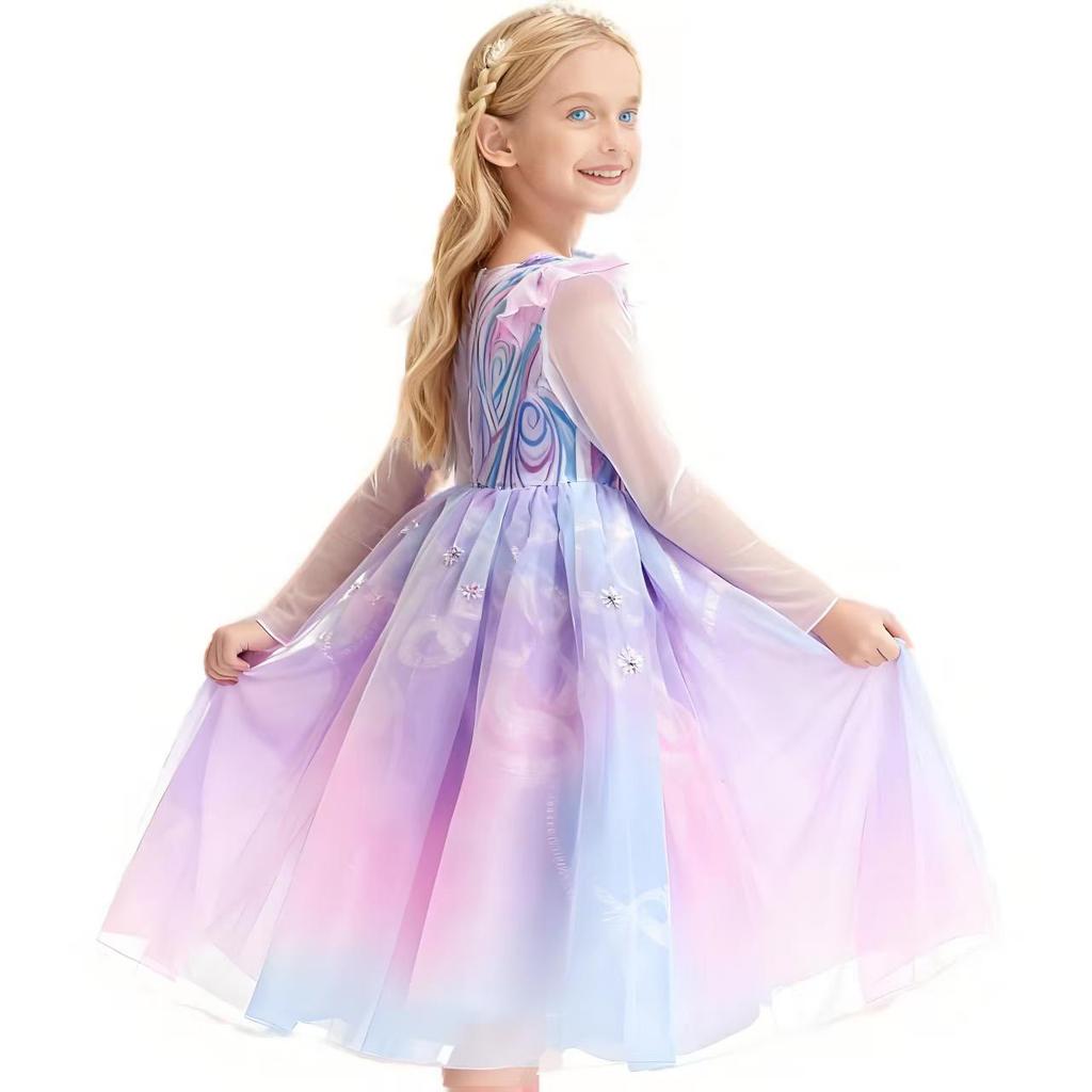 Disney Girls Cosplay Purple Witch Princess Glinda Cute Dress Accessories Birthday Party Performance Set