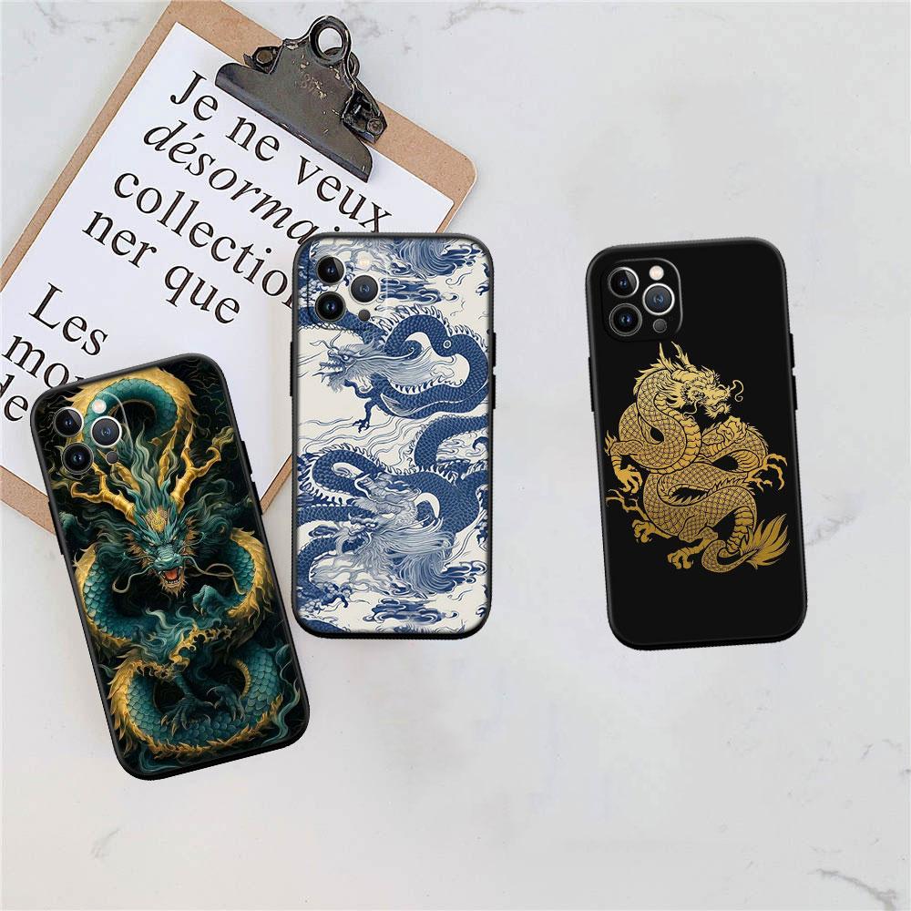 LO25 Chinese Dragon Soft Shell Phone Case for iPhone SE X XS XR 11 16E 17 Pro Max Air 8 7 6 6s Plus