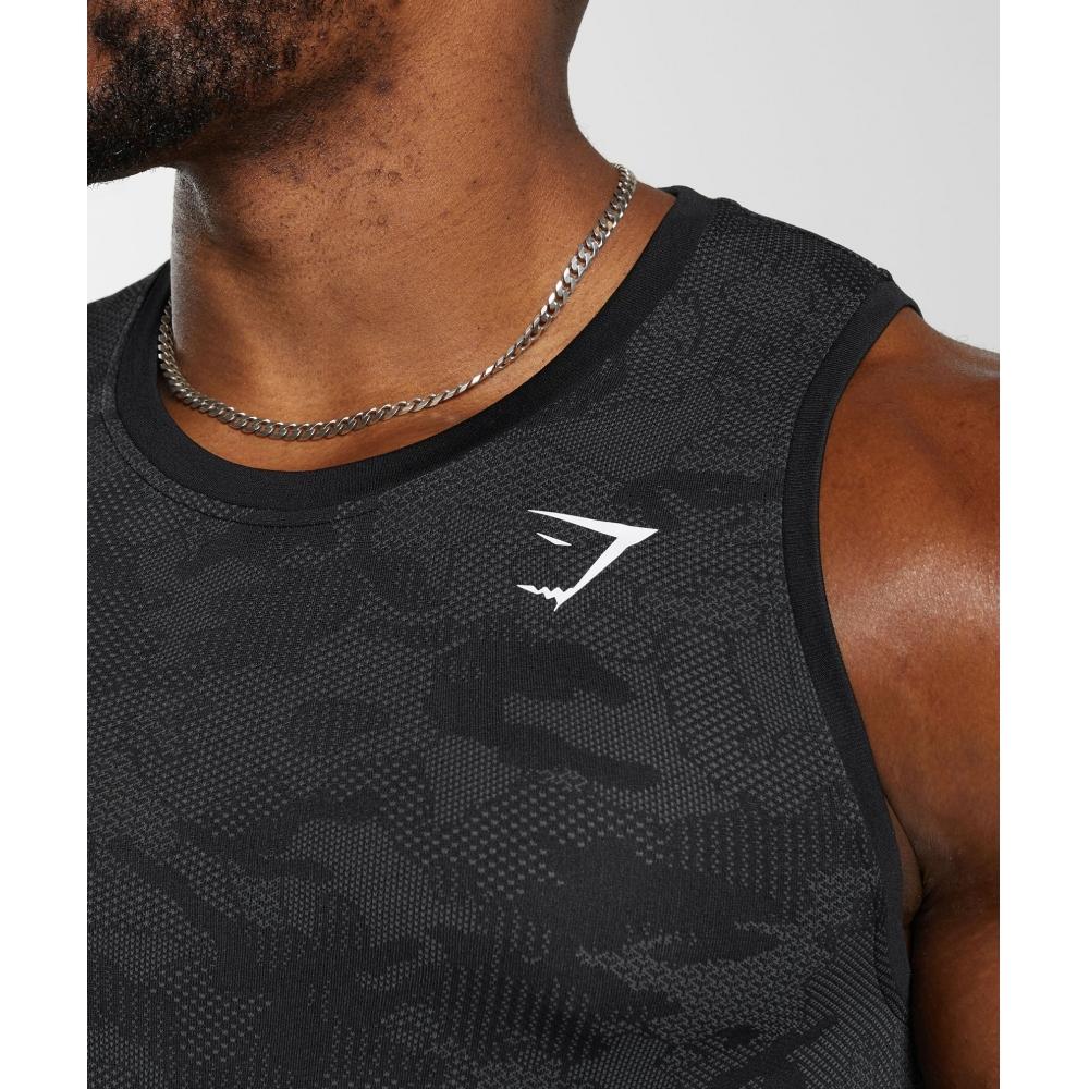 Gymshark Camiseta sin costuras Geo Negro Gris Carbón A6a3k Bbf9.