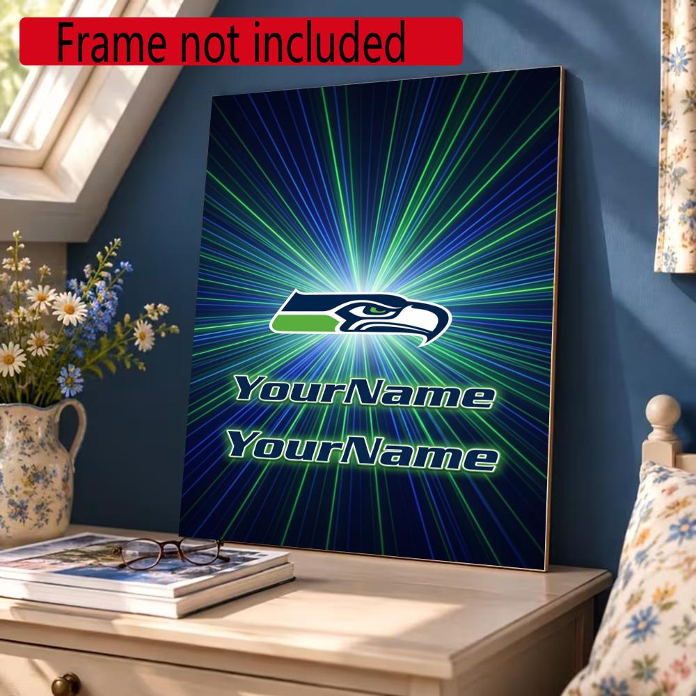 Seattle Seahawks Personalized Text Diamond Painting Round Diamond Mosaic Rhinestones Diamond Embroidery Craft Kit Wall Decor Without Frame