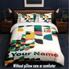 Abstract Geometric Theme Custom Text Or Name 3Pcs Bedding Set,1 Flat Sheet & 2 Pillowcases Personalized Home Bedding