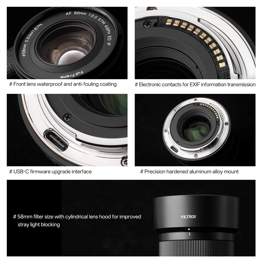 VILTROX AF 50mm Air FE Full Frame Large Aperture Lens for Cameras A7 A7II A7III A7RII A7RIII A7RIV A7SIII A9 A7C A6400 A6000 A6600 A6100 A6500 F2.0