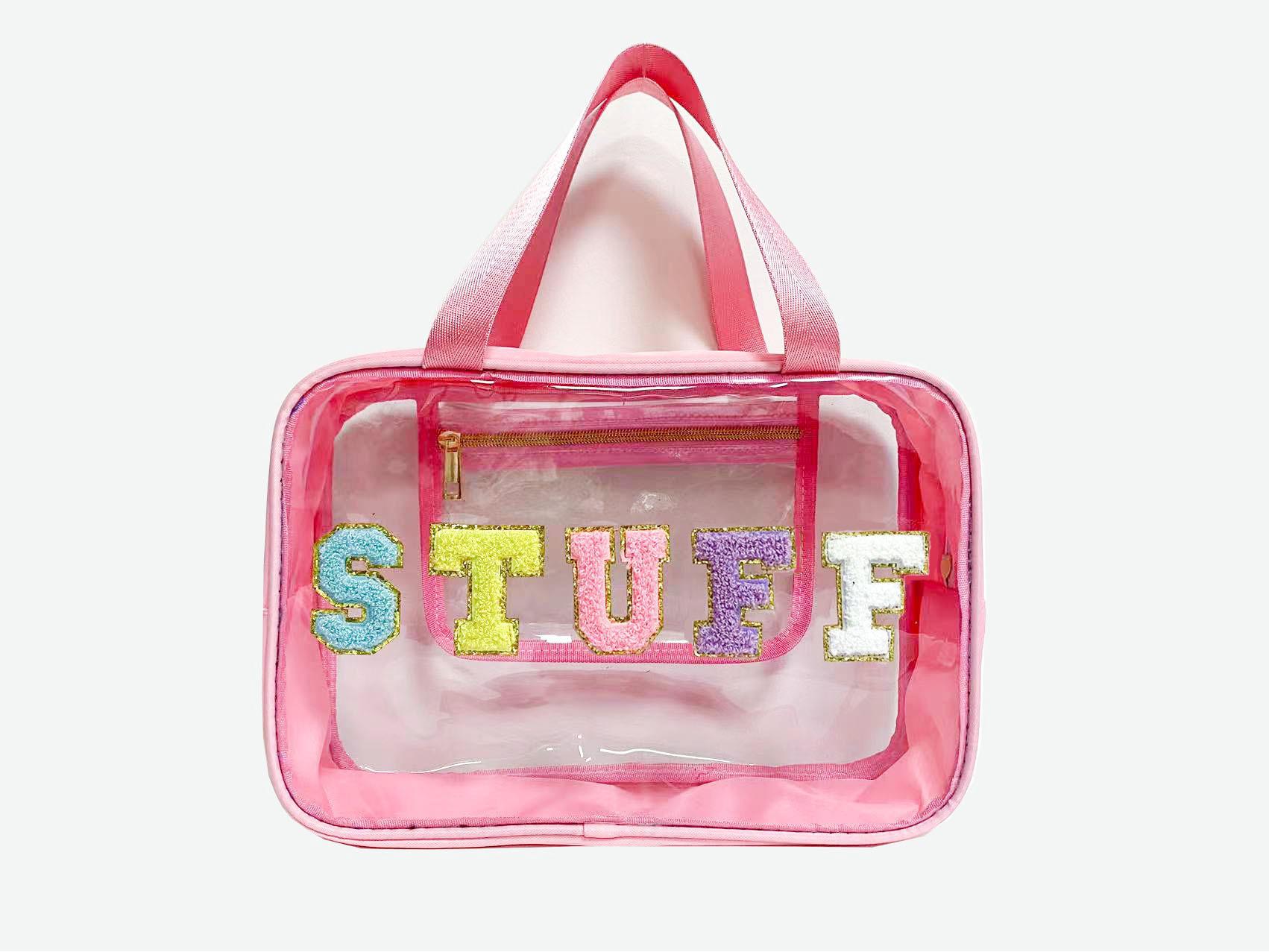 

Transparent Double-Handle Embroidered Wash Bag - Large Capacity & Multi-functional Cosmetic Organizer рожевий