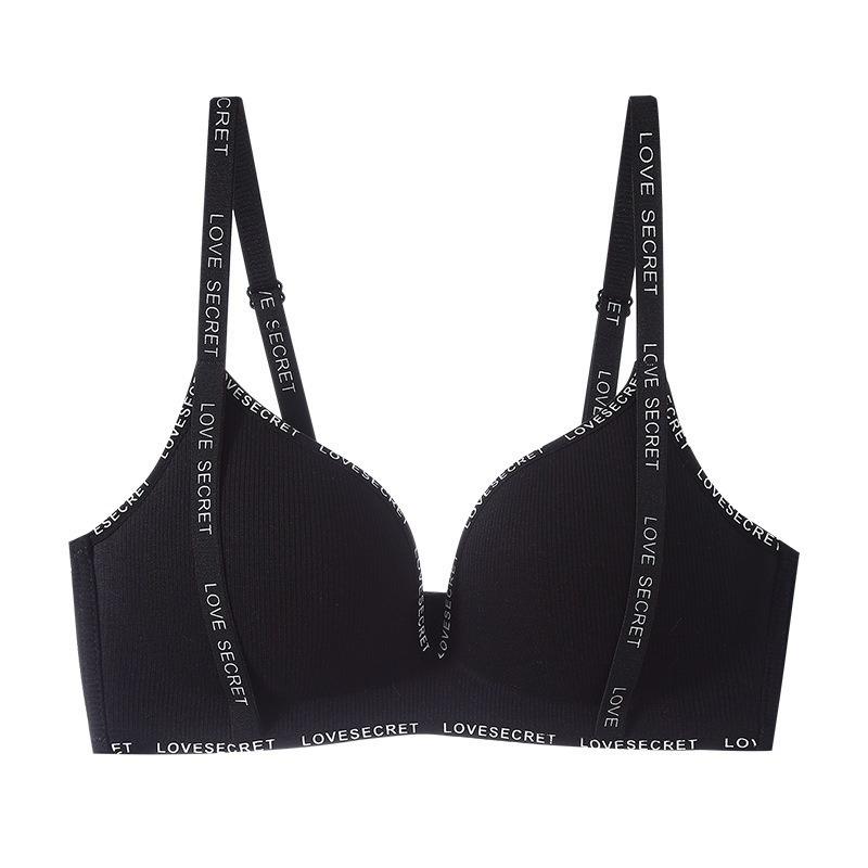 Seamless Adjustable Push-Up Bra with Anti-Sagging Support & Letter Straps for Small Busts