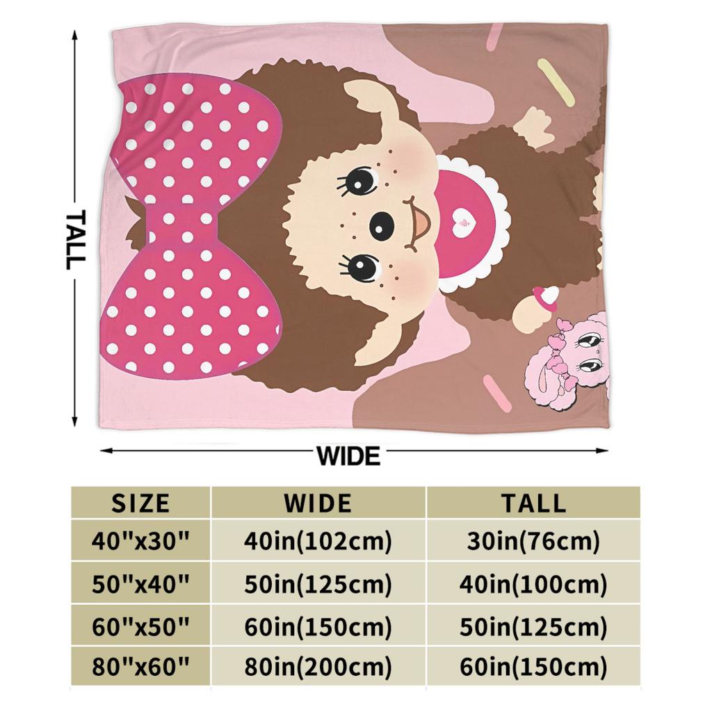 Warme Decke Mädchen Jungen Dekorativ Niedlich Monchichis Überwurfdecke Flanell Tagesdecke Für Draußen Flauschige Sofa Bettdecke