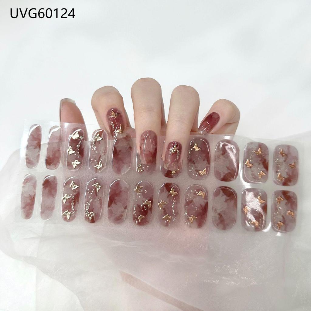 Transparent Nude UV Gel Nail Art Stickers: Semi-Cured, Semi-Baked Manicure Sheets