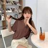 2021 Spring Retro Korean Style Women's Short Sleeve Lapel Shirt