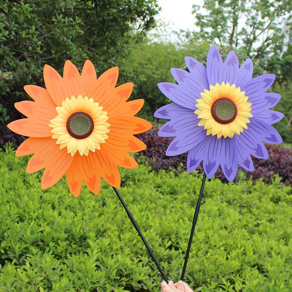Colorful Windmill Rotating Sunflower Wind Spinner Stake Standing Lawn Flower Pinwheel Outdoor Party Garden Yard Decor Kids Toys