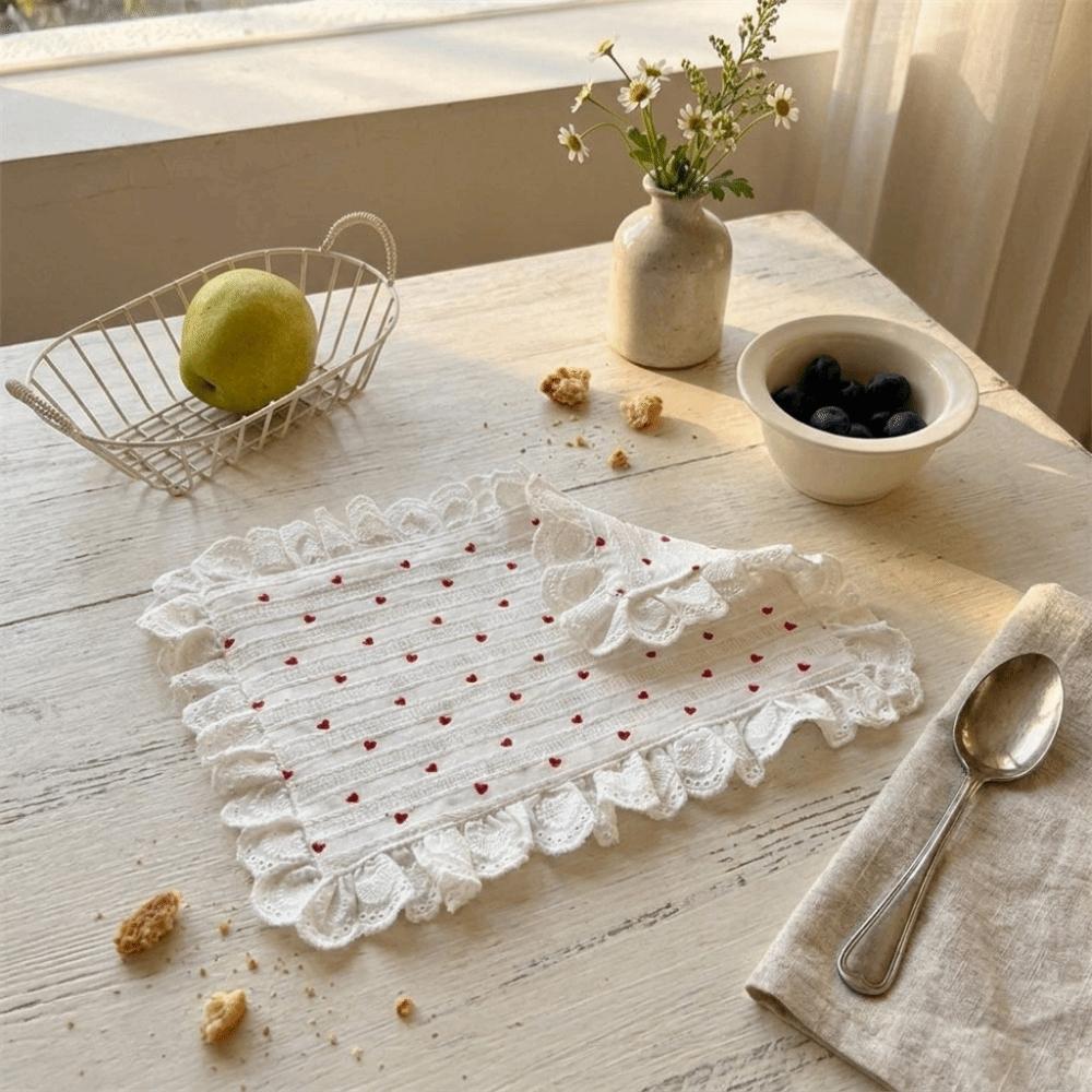 Square/Round Table Napkins Girly Style Insulation Pad Pot Mats Heart Pattern Placemats Tea Party