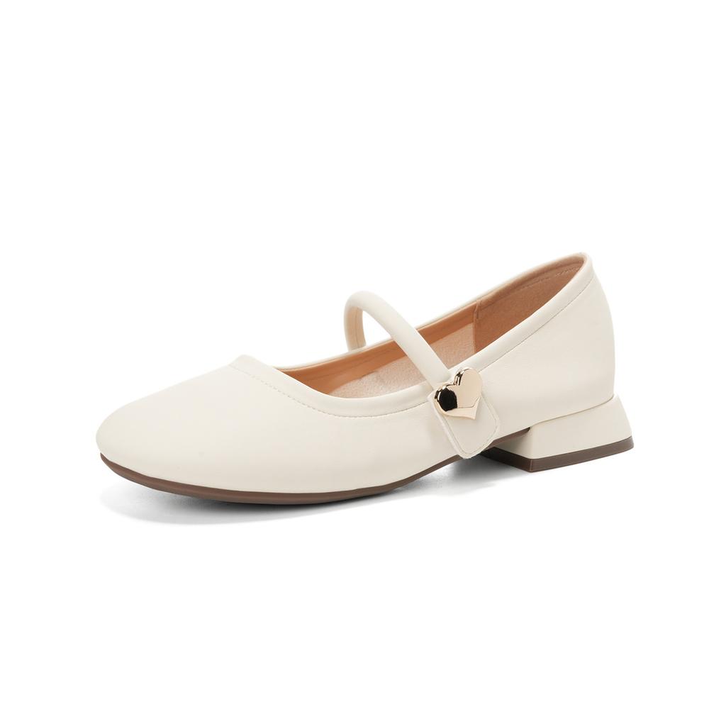 Mary Jane Shoes Shallow Single Shoes Women's Thick Heel Soft Sole Temperament with Skirt French Women's Shoes