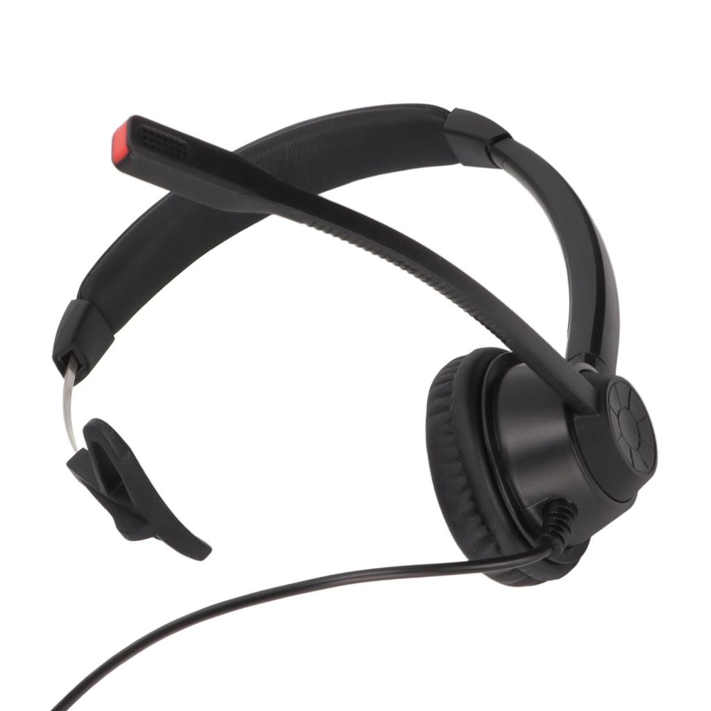 Telephone Headset Noise Cancelling Comfortable Single Ear Communication Headset for PC Computers Black