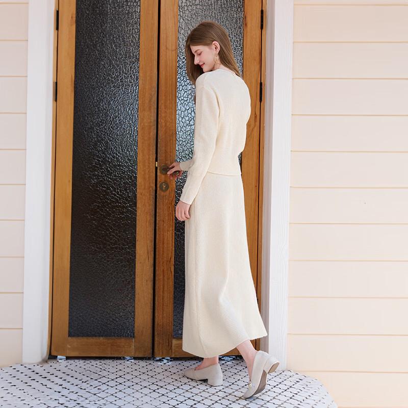 Women's French Style Wool Blend Knitted Sweater & Skirt Set