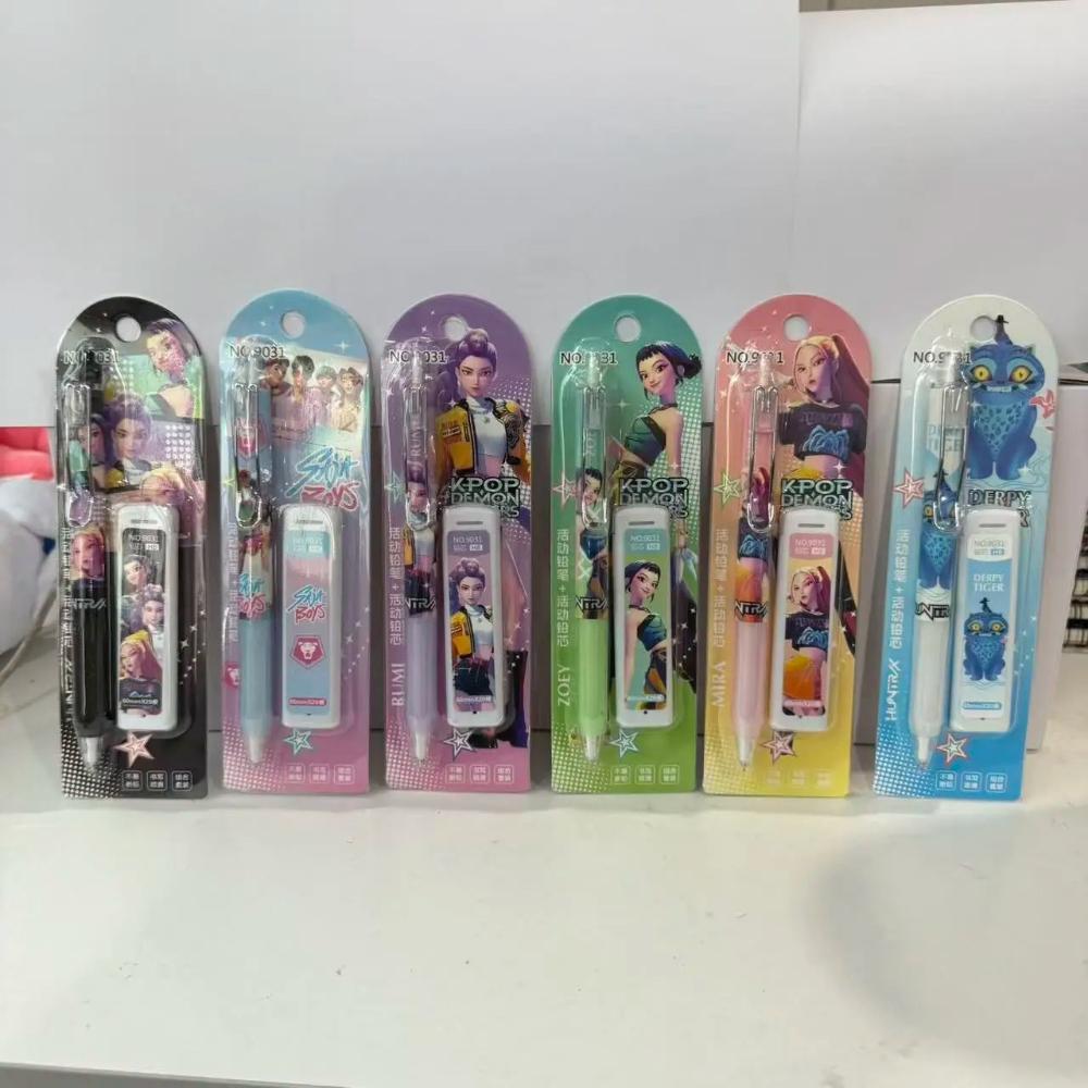 2026 Latest Popular KOREAN POP Demon Hunters Girls Mechanical Pencil Kit Animation Design rumi Clicky Pencils for Students School Office Supplies
