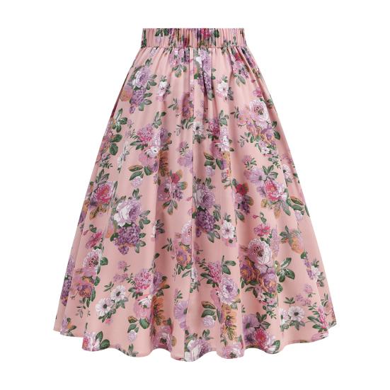 Women Skirt Fit A-Line Style High Midi Mid-calf Skirt Work Leisure