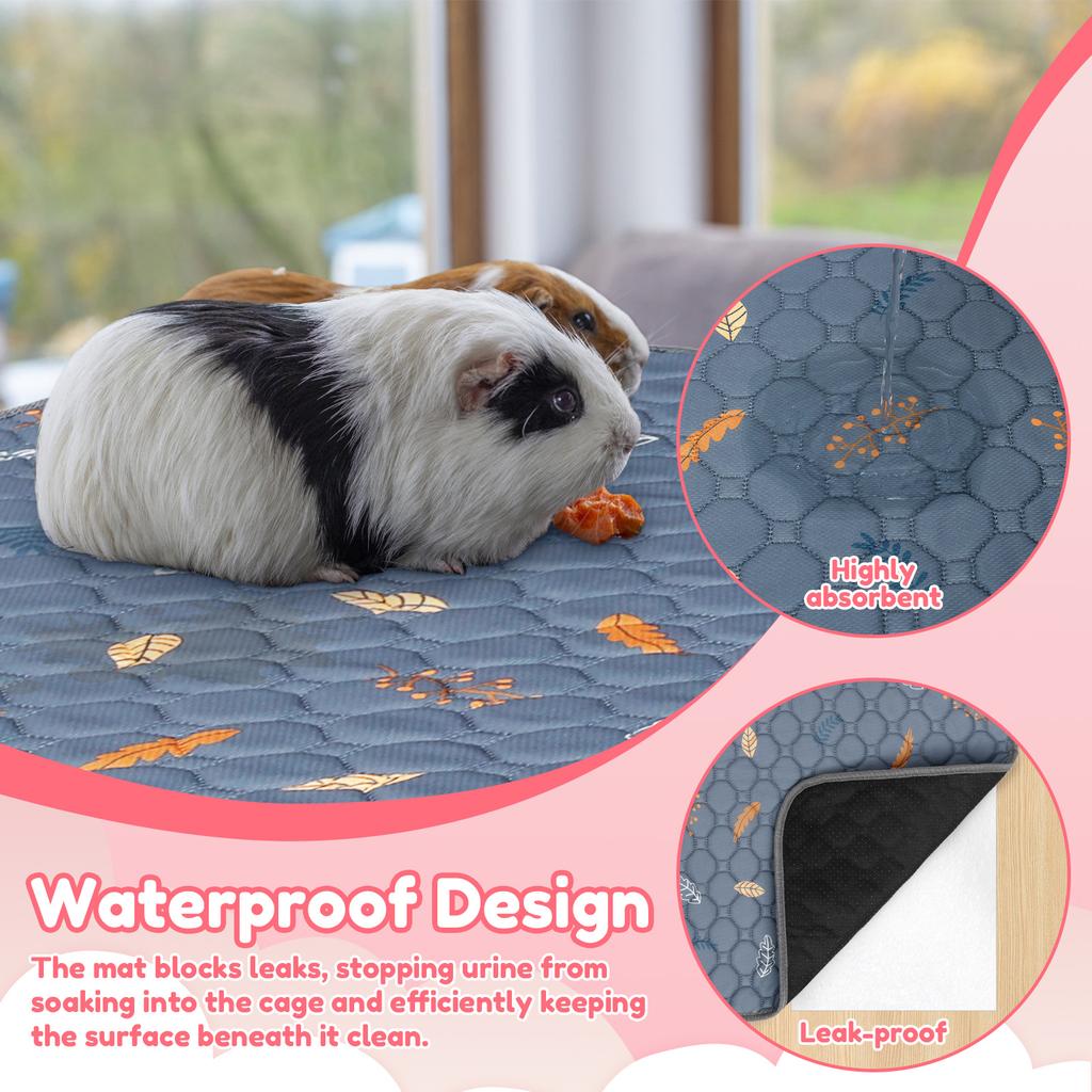 2Pcs Guinea Pig Pee Pad 47x24 Inch Puppy Kitten Blanket Bed Mat Absorbent Bedding Training Mat Reusable Small Pet Soft Sleep Mat