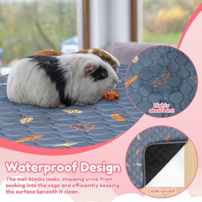 2Pcs Guinea Pig Cage Liner Washable Rabbit Absorbent Mat Reusable Hamster Pee Pad Anti-Slip for Pet Guinea Pig Rabbit Hedgehog