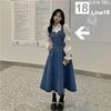 Women's Chic French-Style Denim Overall Skirt - Retro, Sweet, and Elegant Hong Kong Inspired Design