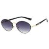 Vintage Metal Rim Gradient Shades Women's Original Brand Design Sunglasses Multi Color Lens Chic Driving Sun Glasses