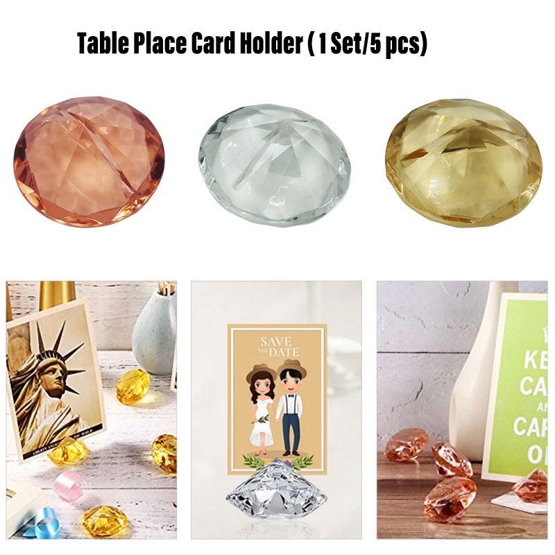 Diamond 5pcs Acrylic Table Place Card Holder Crystal Wedding Desktop Decoration