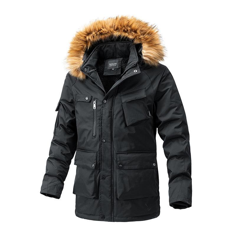 Pure cotton jacket men's autumn and winter thickened cotton-padded jacket loose casual medium and long cotton-padded jacket men's jacket