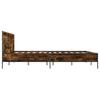Bed Frame Smoked Oak 135x190 Cm Wood Based Panel and Metal