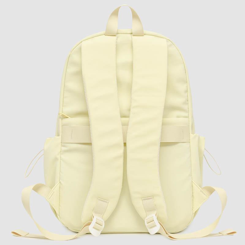 Solid Color Student Schoolbag Large Capacity Nylon Backpack
