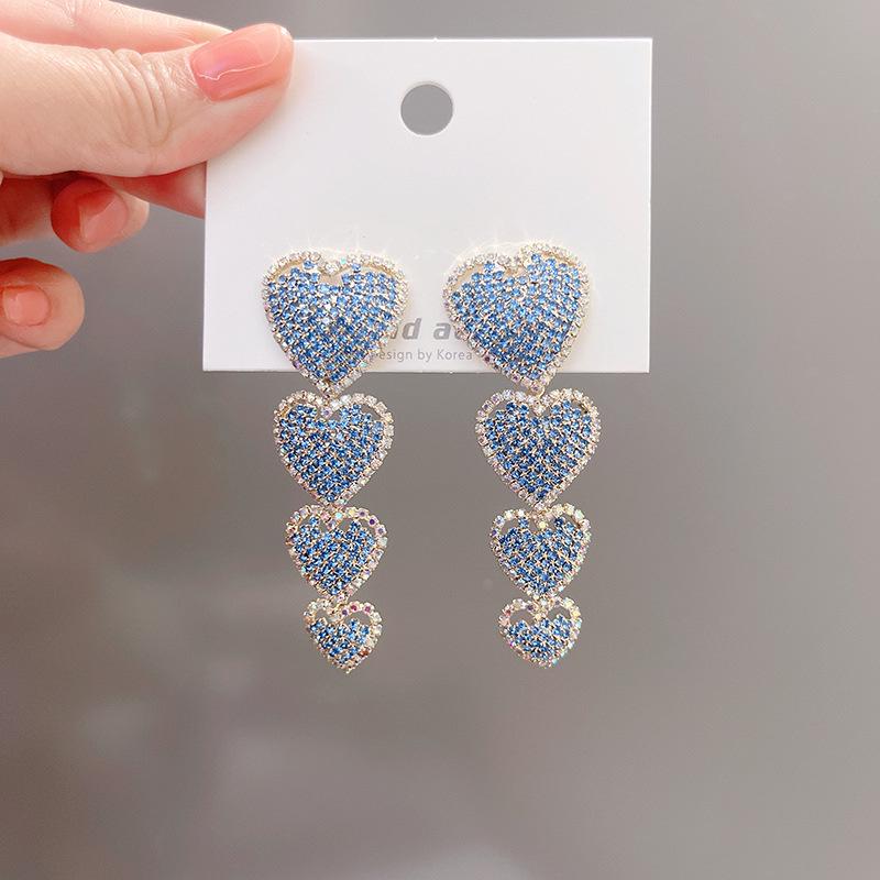 S925 Silver Needle Rhinestone Tassel Earrings - Exquisite Long Claw Chain with Colored Diamonds, European & American Style