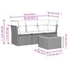 4 Piece Outdoor Sofa Set with Cushions Black Poly Rattan