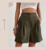 2025 Summer Elegant European & American High-Waisted Wide-Leg Women's Shorts