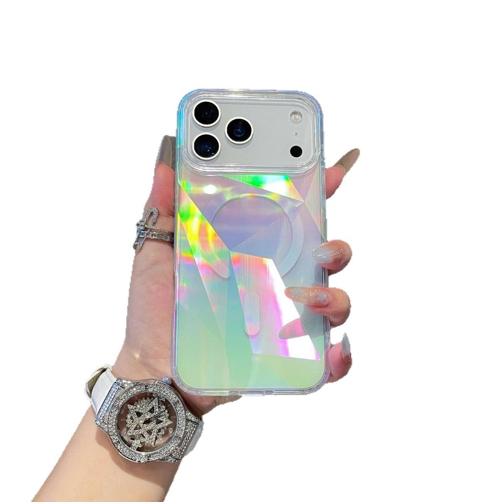 Iridescent Gradient iPhone 17 Pro Max Magnetic Case - Apple 16 PM Compatible, Transparent, Full Coverage, Protective