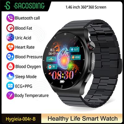 SACOSDING Hygieia-004r-B AI Медицинская диагностика Умные часы Bluetooth Вызов Артериальное давление Монитор мочевой кислоты ЭКГ Умные часы Скрининг ВСР болезни