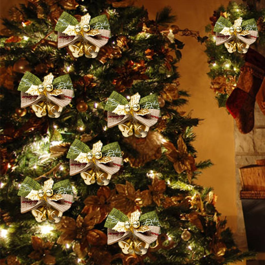12 szt. Kokardki świąteczne z dzwoneczkami Kokardki jutowe Ozdoby do pakowania prezentów świątecznych Dekoracja ślubna
