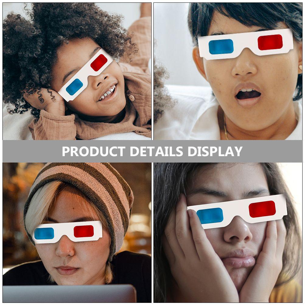 60pcs 3D Blue Glasses Disposable Paper 3D Glasses Red Blue Frame Anaglyph Movie Viewing Lightweight Portable Home VR Device 5