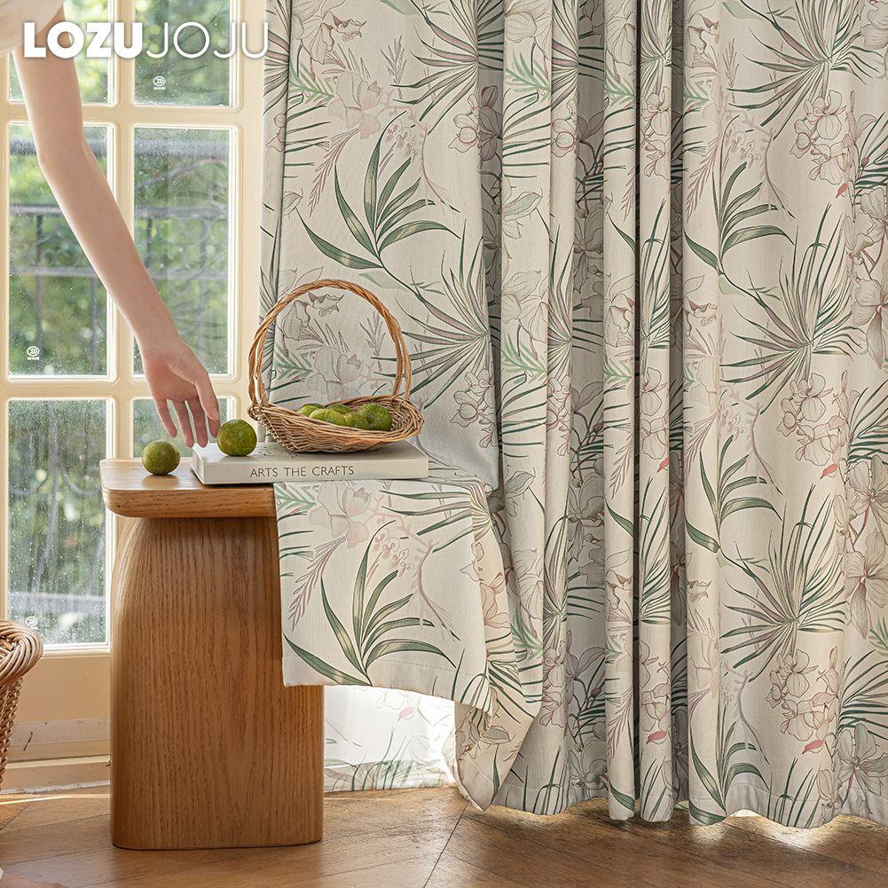 1PC LOZUJOJU Light-colored Blackout Curtains Gentle Green Plant and Floral Printed Curtains for Bedroom Living Room Balcony Window for Home Decor