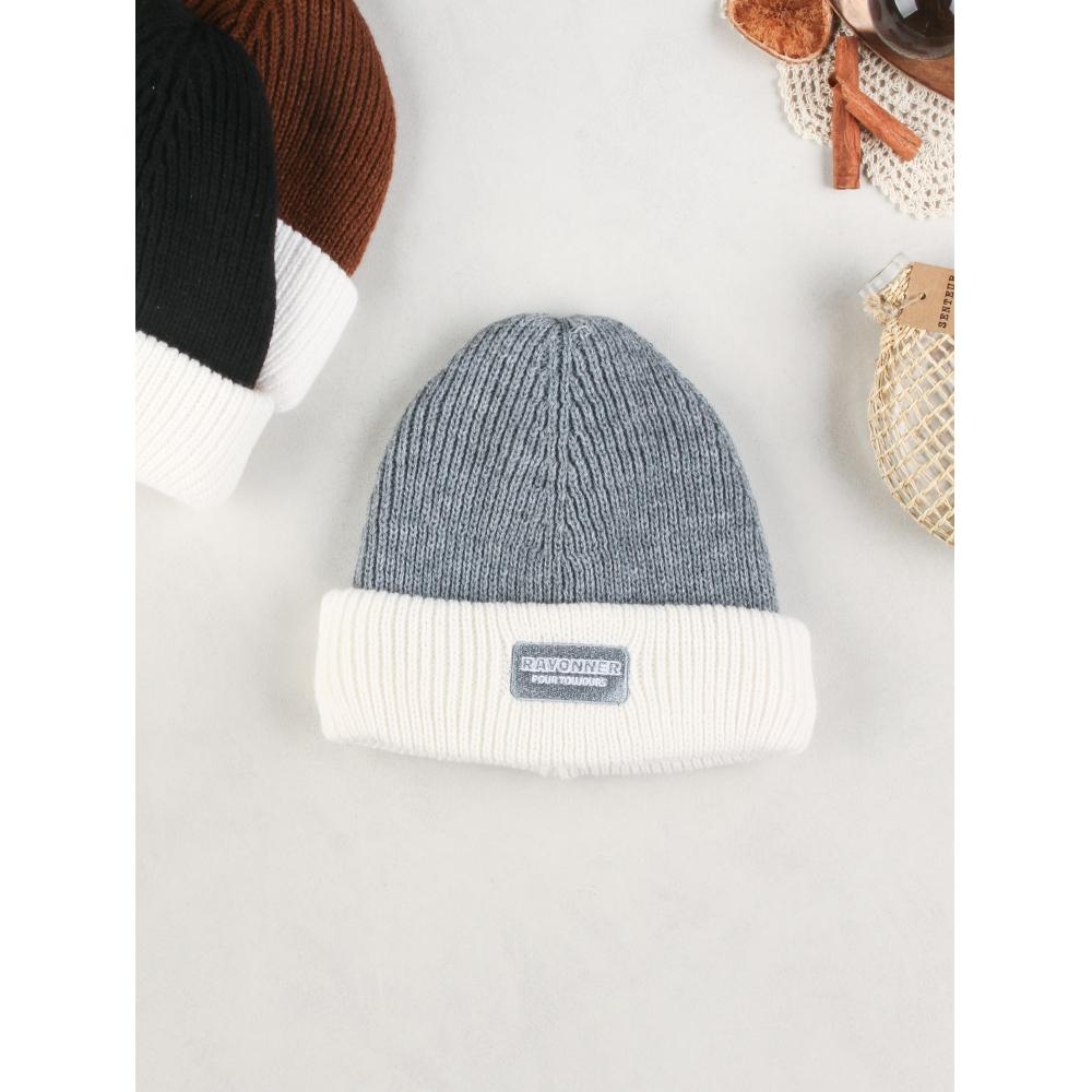 Daiso Embroidered One Point Beanie Grey