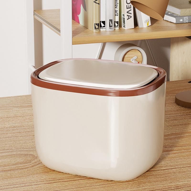 Desktop Trash Can Household Living Room Tea Slag Can Sealed and Partitioned with Larger Diameter Mini Press Storage Bin