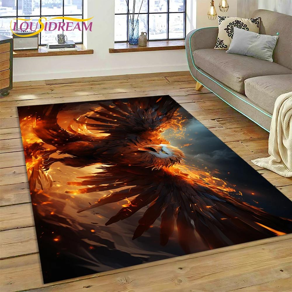 3D Cute Owl Eagle Birds Cartoon Rug Carpet for Living Room Bedroom Decor,floor Mat Non-slip Decoration for Sofa Doormat Gift Kid