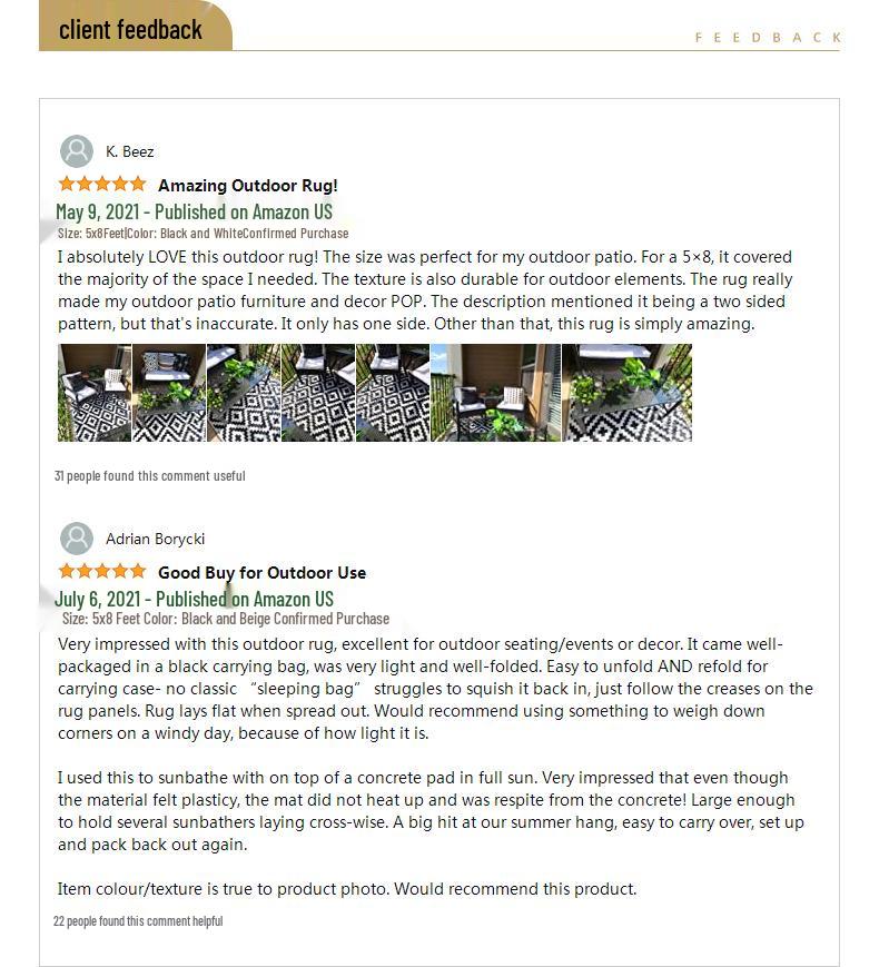 Feuchtigkeitsbeständige Schwarz-Weiß-Kreuz-Außenmatte für Wohnmobile und Camping – Langlebige, tragbare Hofplane