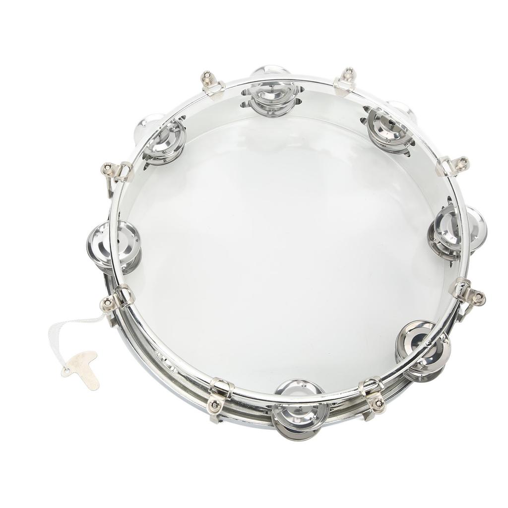 10in Hand Drum Adjustable Tone Double Row ABS Light Hand Bell Handheld Percussion Transparent