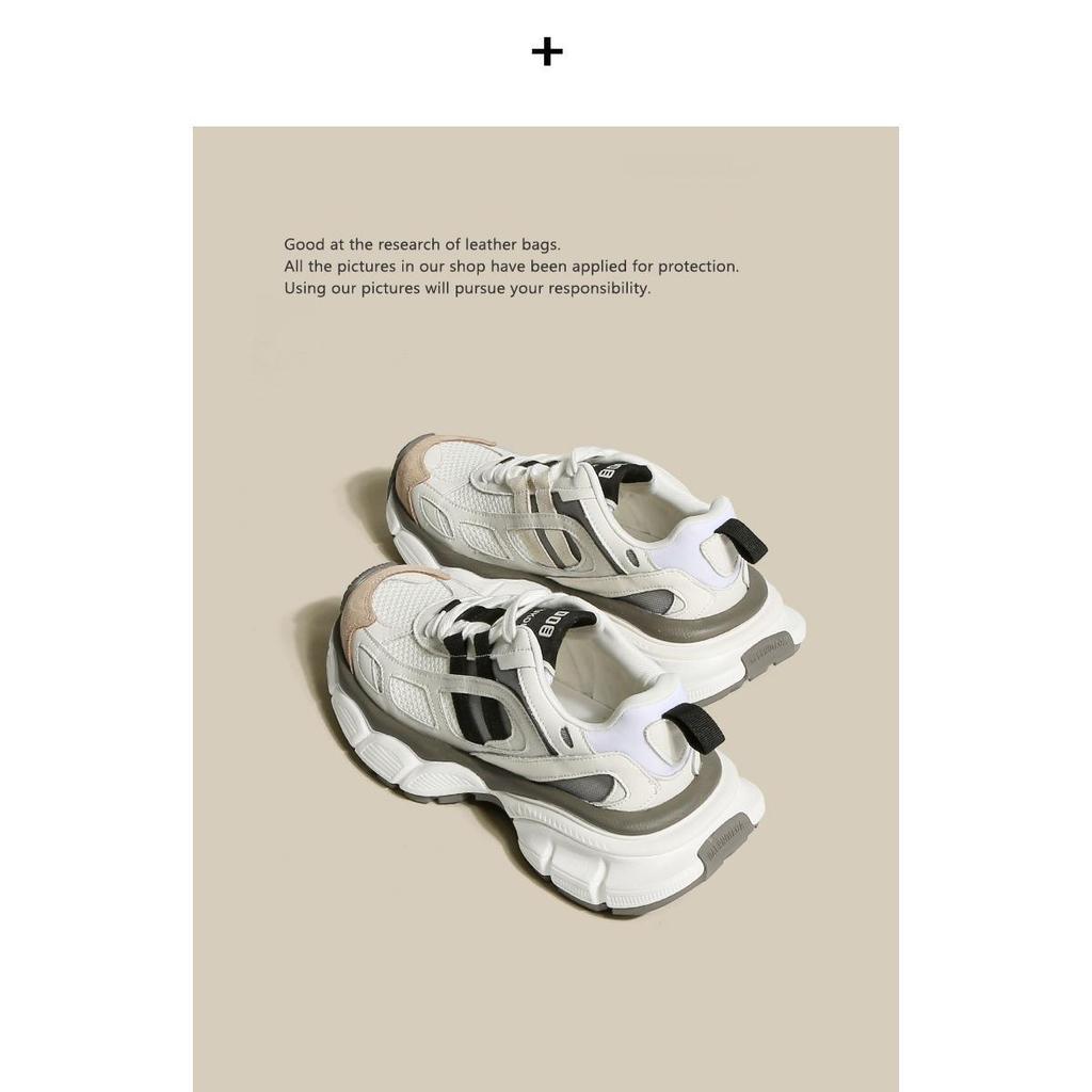 Contrast Color Retro Dad Shoes Women's Summer New Thick Bottom Breathable Super Popular Leisure Sports Fitness Running Shoes