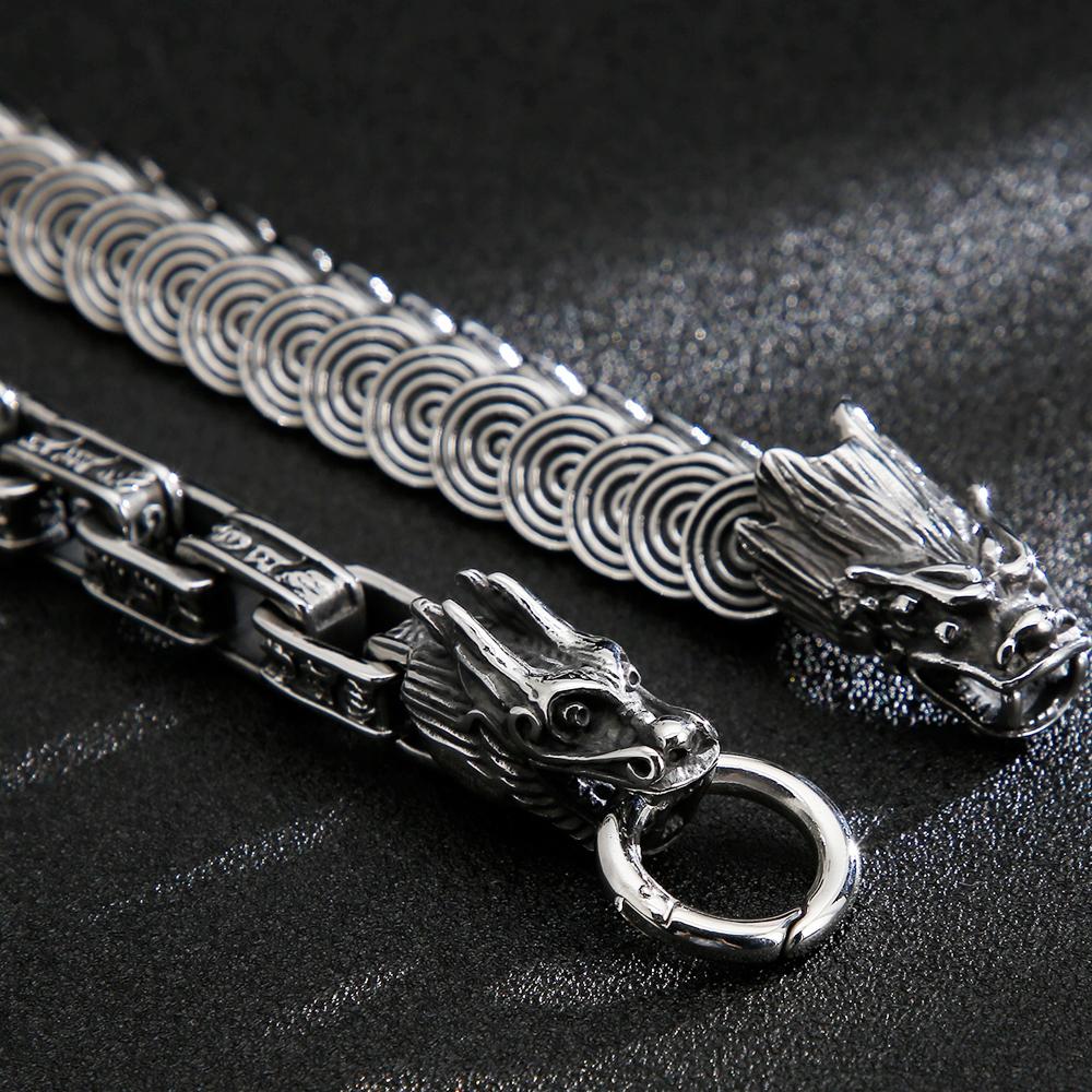 Massives 316L Edelstahl Drachen Herren Armband für Mann Guss Herren Armbänder Schmuck Retro Gotische Accessoires Punk Biker Kette