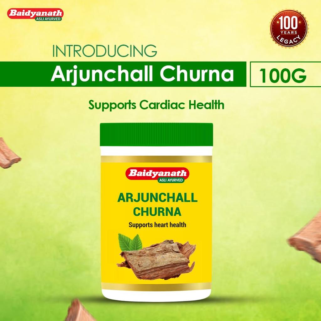 Baidyanath Arjunchall Churna Heart Wellness Powder 100 g X Pack of 3 Natural Herbal Tonic for Energy and Active Lifestyle