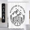 Shower Curtains For Camper Trailer Bathroom, Camping Tent Trees And Mountain Printed,With Hooks Bath Curtai