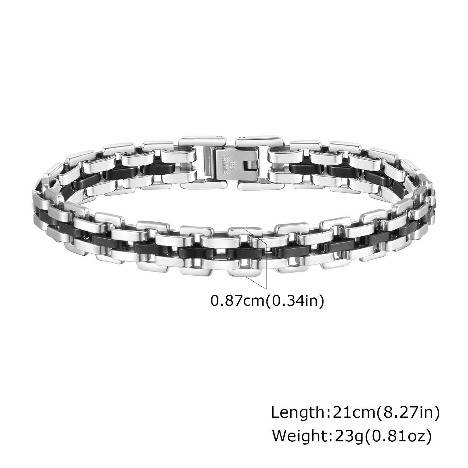 

Vnox 8.7mm Stainless Steel Strap Chain Bracelet for Men, Adjustable Jewelry Clasp Wristband, Punk Style Gifts for Birthday Party