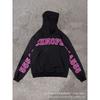 Sp1der Rapper YoungThug Same Foam Letter 555555 Couple Hoodie Pink Sweatshirt