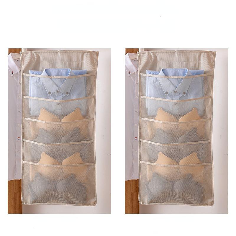 Двусторонняя вешалка для нижнего белья, одежда, носки, бюстгальтер, джинсы, вешалка для хранения, сумка, шкаф, ящик, шкаф, сумки для хранения Beige 12 Grids