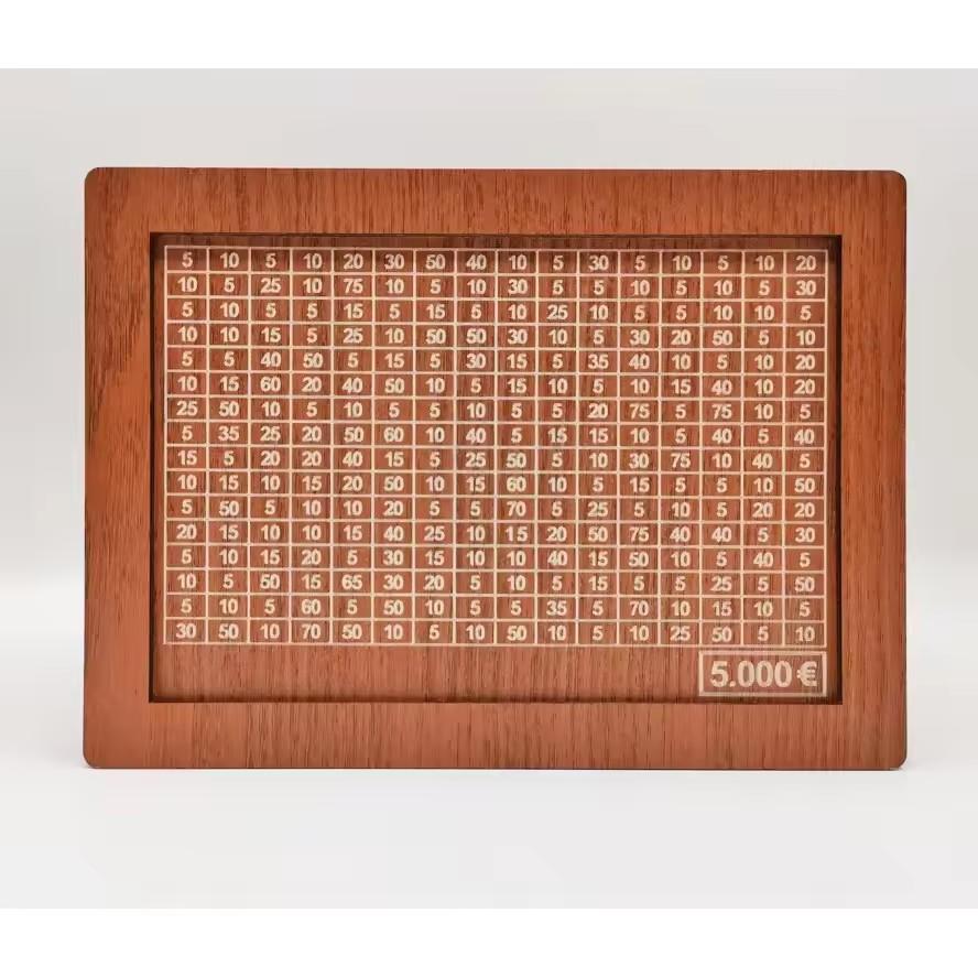 Pușculiță din lemn, 1000, 2000, 3000, 5000, 10000 de euro, cutie de bani, seif de economii, provocare, depozitare de numerar