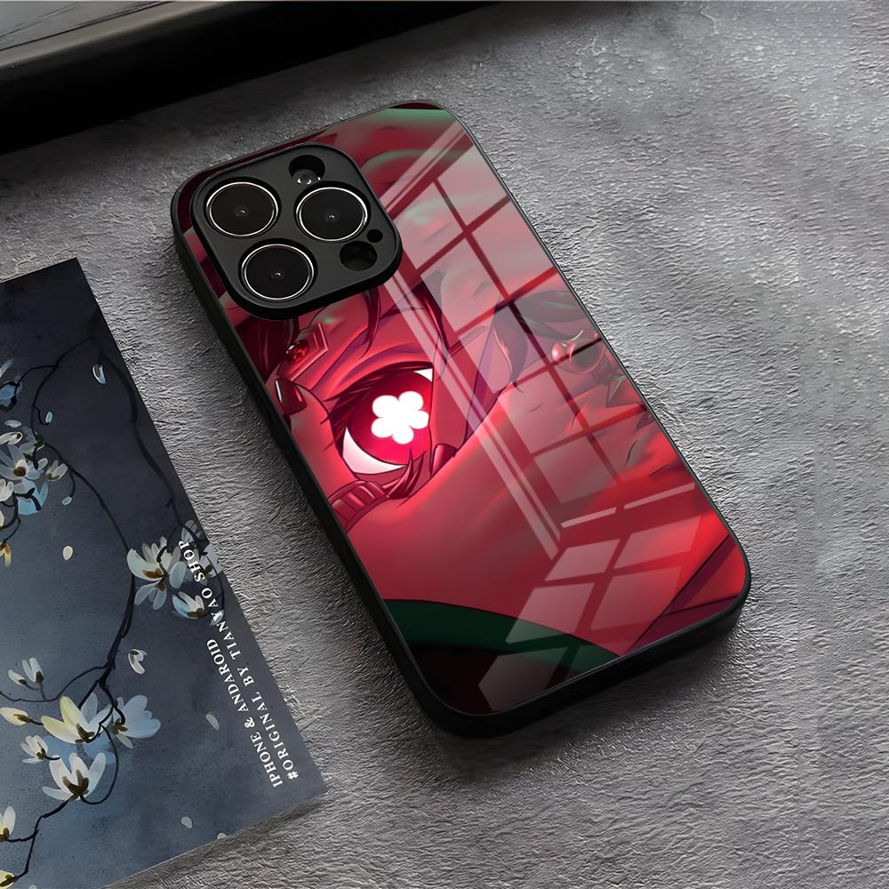 Genshin Impact Hu Tao Phone Case For IPhone 17 Air 16 E Pro Max 15 14 13 Mini 12 Pro 11 Max Plus Black Glass Cover