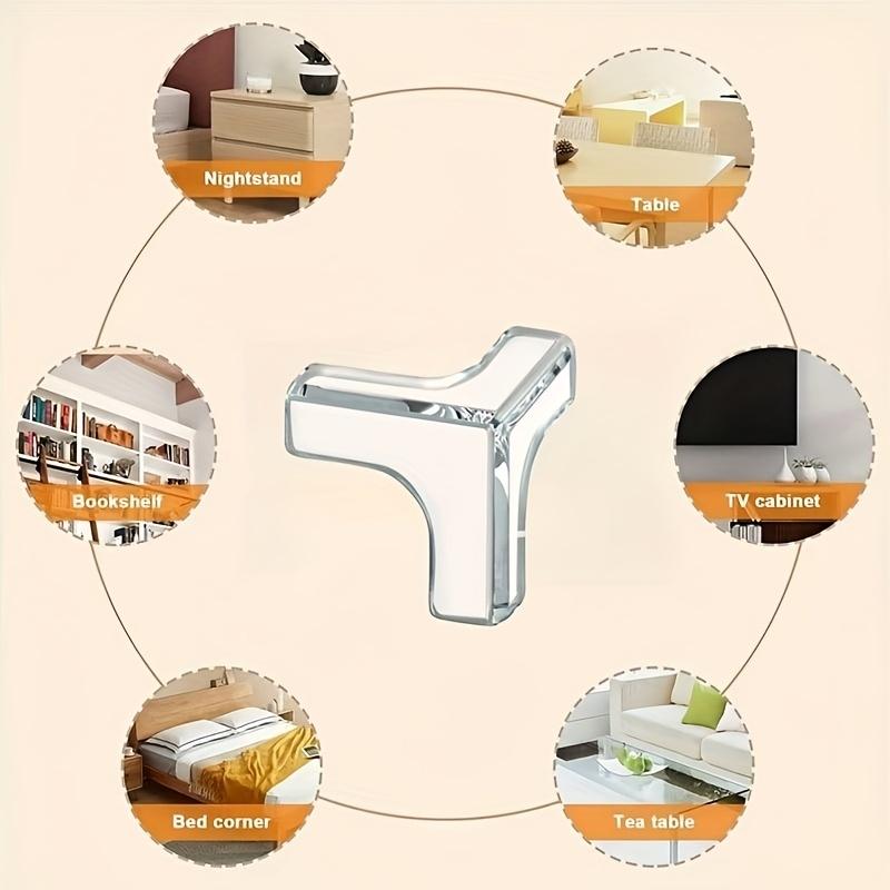 6Pcs Transparent T-Shaped Corner Protector Strong Adhesive Furniture Edge Guard for Table Cabinet Hard Floor Protection Holiday